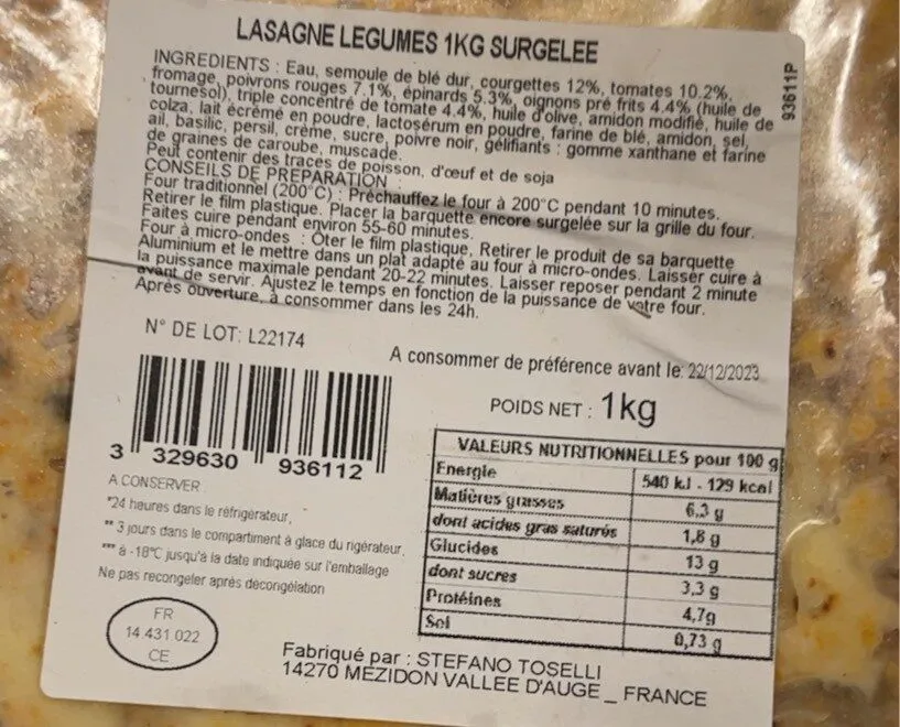 Lasagnes legumes