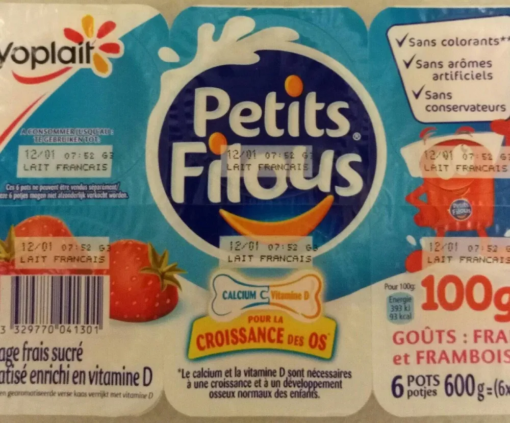6X100G PETITS FILOUS FRUITS ROUGES YOPLAIT