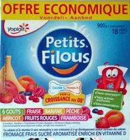 Petits Filous (6 Goûts : Fraise, Banane, Pêche, Abricot, Fruits Rouges, Framboise) 18 Pots