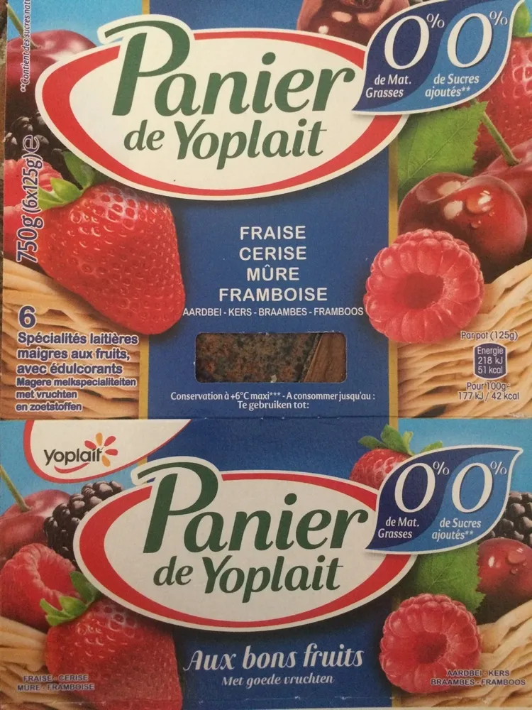 Panier de yoplait aux bons fruits 0%