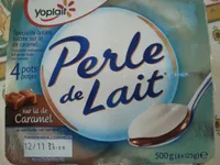 Perle de lait sur lit de caramel