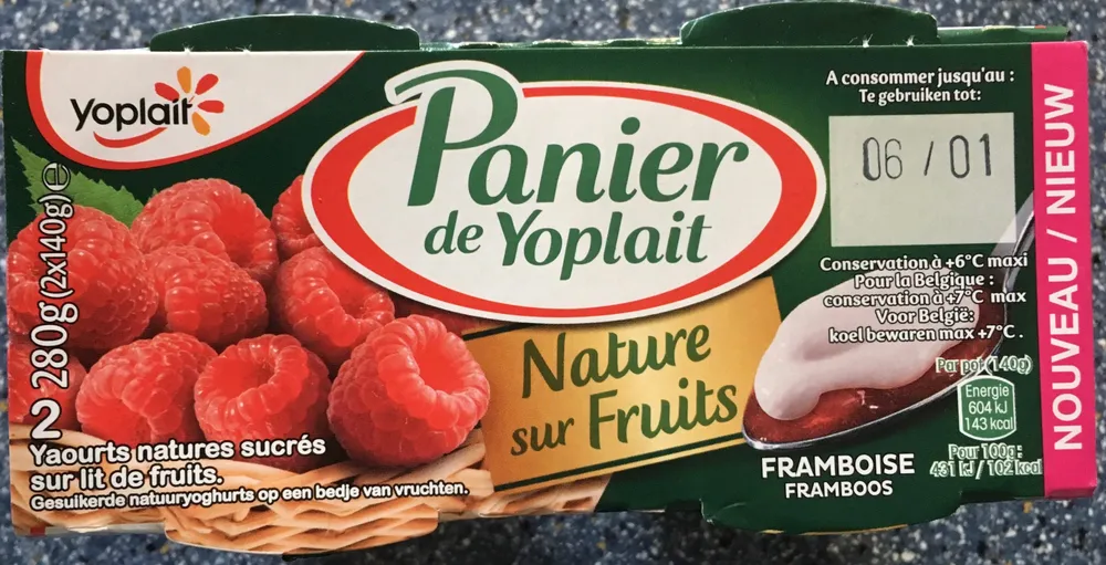 Panier de Yoplait Nature sur Fruits Framboise