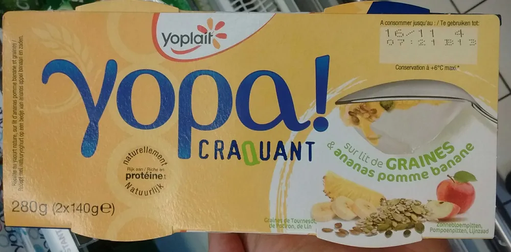 Yopa! craquant sur lit de graines & ananas pomme banane