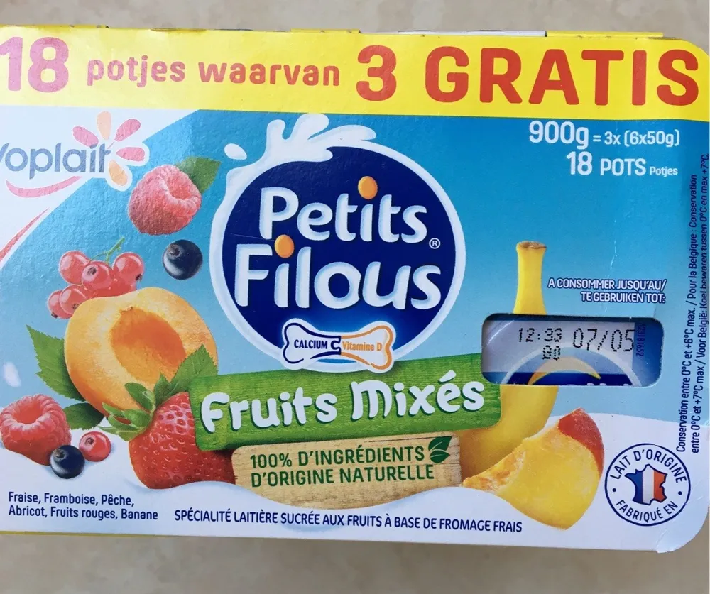 Spécialité laitière sucrée aux fruits à base de Fromage Frais, aromatisée (enrichie en vitamine D)
