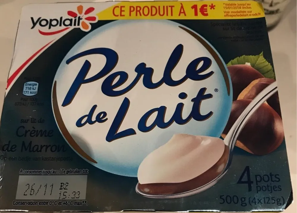 Perle de lait sur lit creme de marron