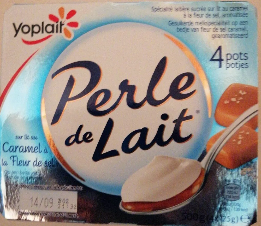 Perle de lait sur lit caramel à la fleur de sel