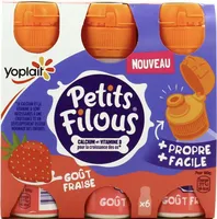 Petits filous fraises bouteilles bouchon sport.