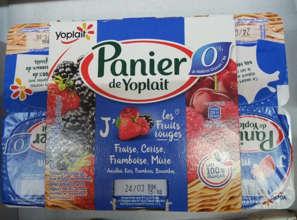 Yaourt 0% mat.gr., aux fruits, aromatisé, avec édulcorants