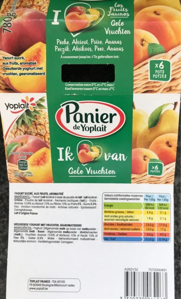 Yaourt sucré aux fruits