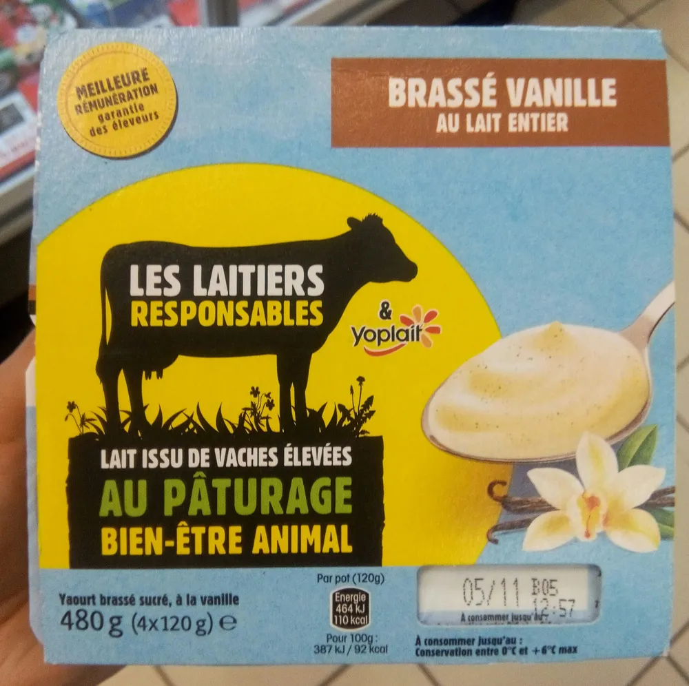 Yaourt brassé sucré, à la vanille