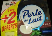 Spécialité laitière sucrée à la noix de coco, aromatisée