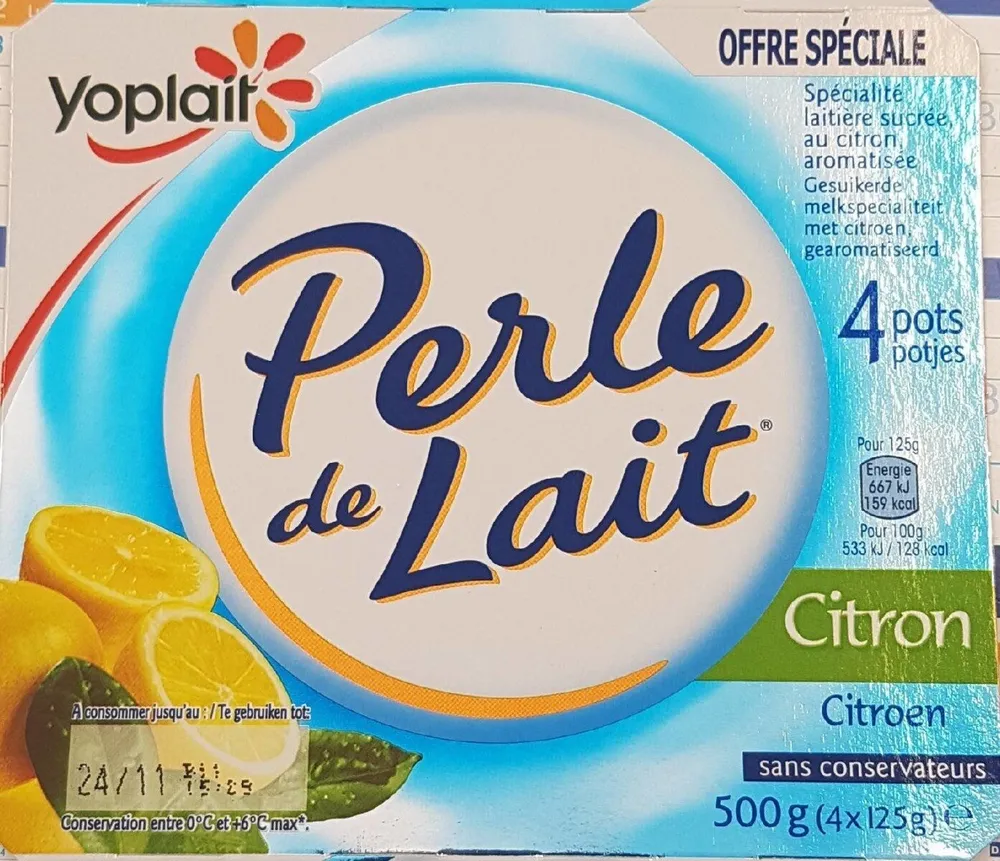 Spécialité laitière sucrée, au citron, aromatisée