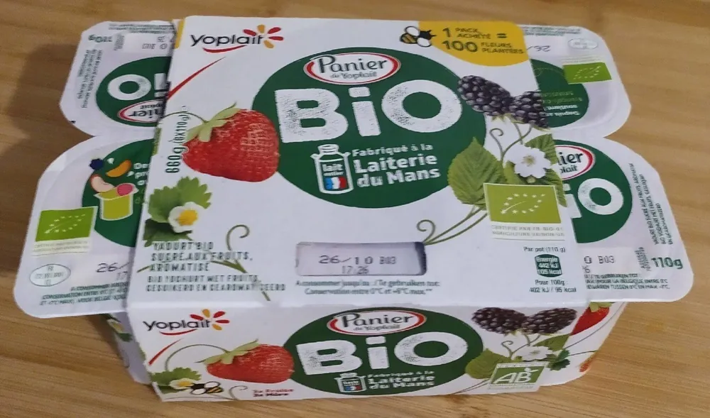 Yaourt bio sucré aux fruits, aromatisé
