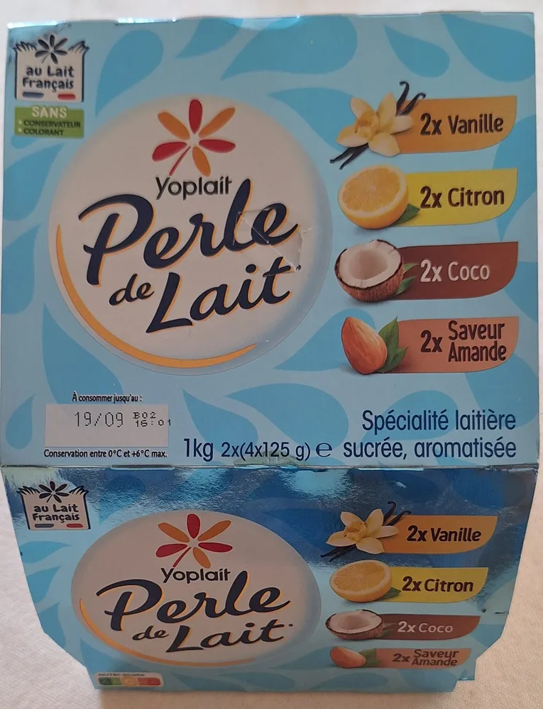 Perle de lait Multi-variétés Vanille Citron Amande Coco 2 x (4 x 125 g)