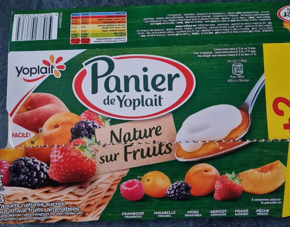 Panier de Yoplait Nature sur fruits