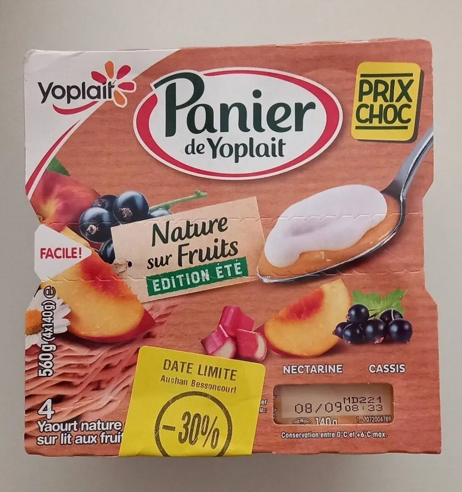 Panier de Yoplait Nature sur Fruits édition 4 x 140 g