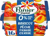 Yaourt 0% abricot pêche fraise cerise