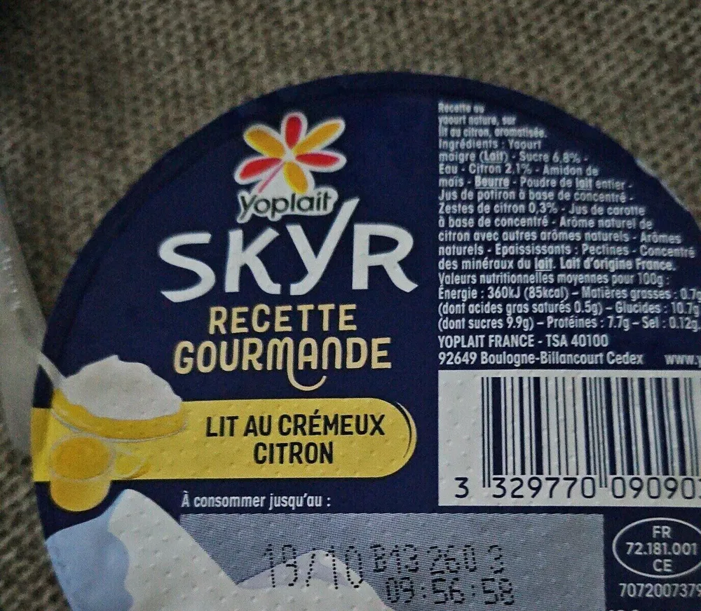 SKYR RECETTE GOURMANDE LIT AU CRÉMEUX CITRON