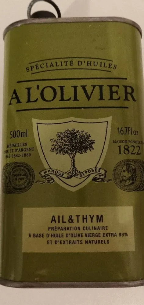 Huile d'olives, Ail et Thym