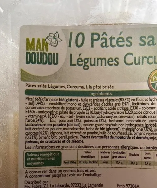 Pâtés  salés au Légumes Curcuma
