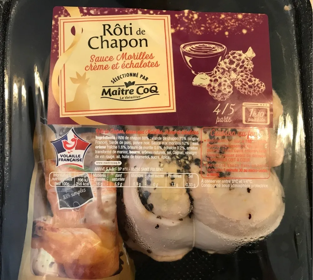 Roti de chapon sauce morilles creme et echalotes