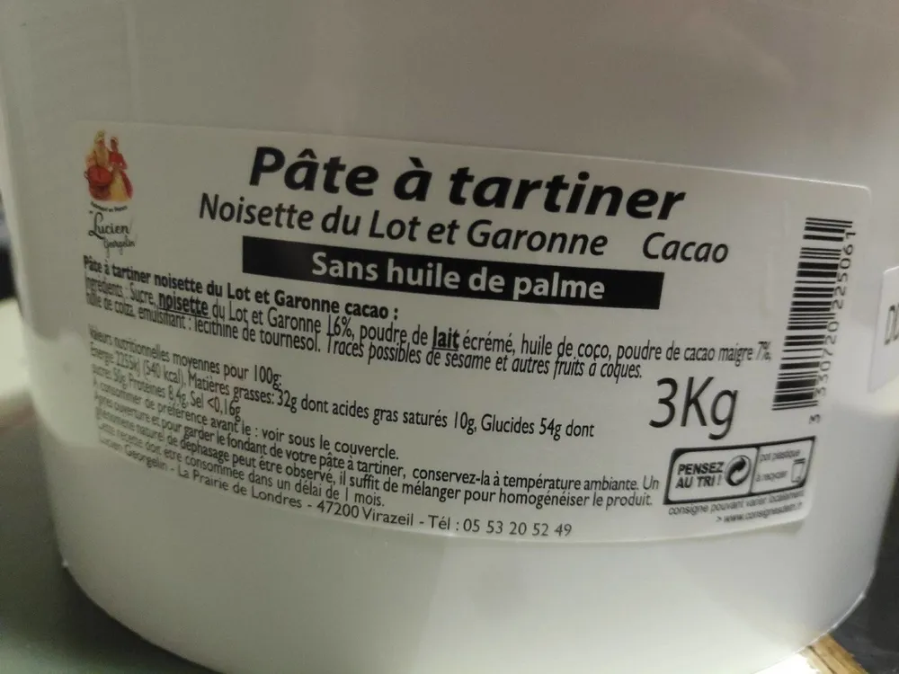 Pâte à Tartiner Noisette du Lot et Garonne et Cacao