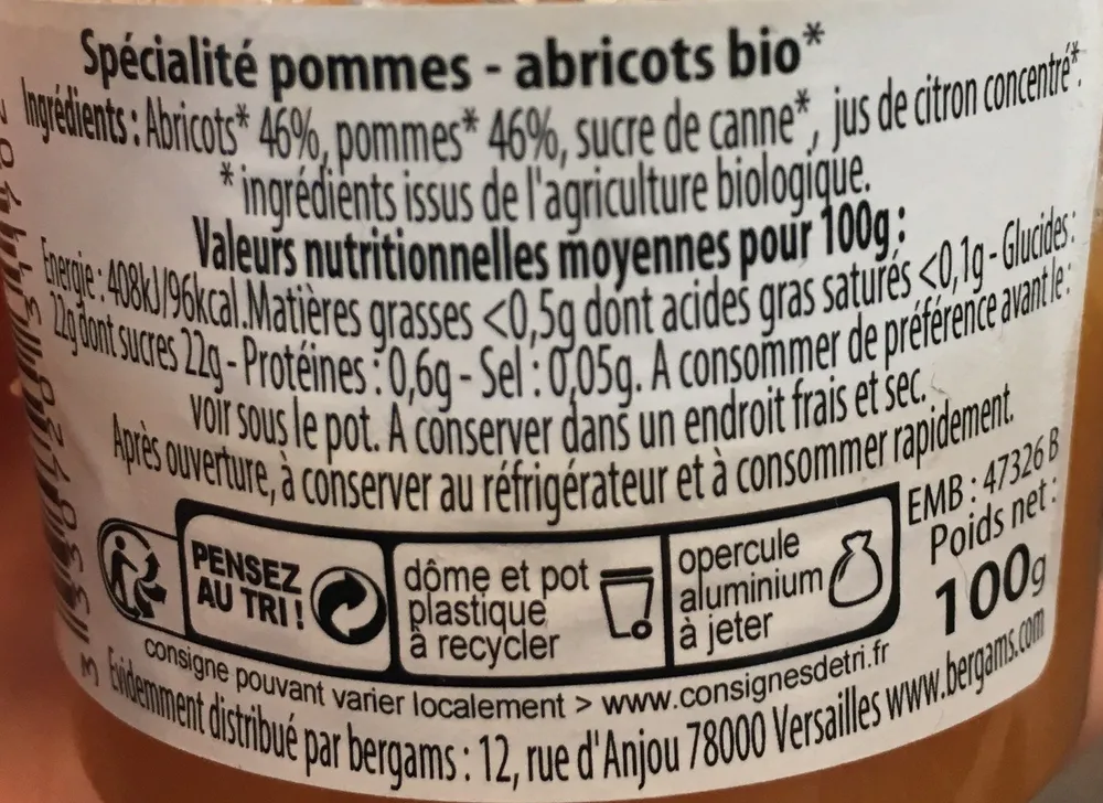 Compote Bio Pomme Abricot