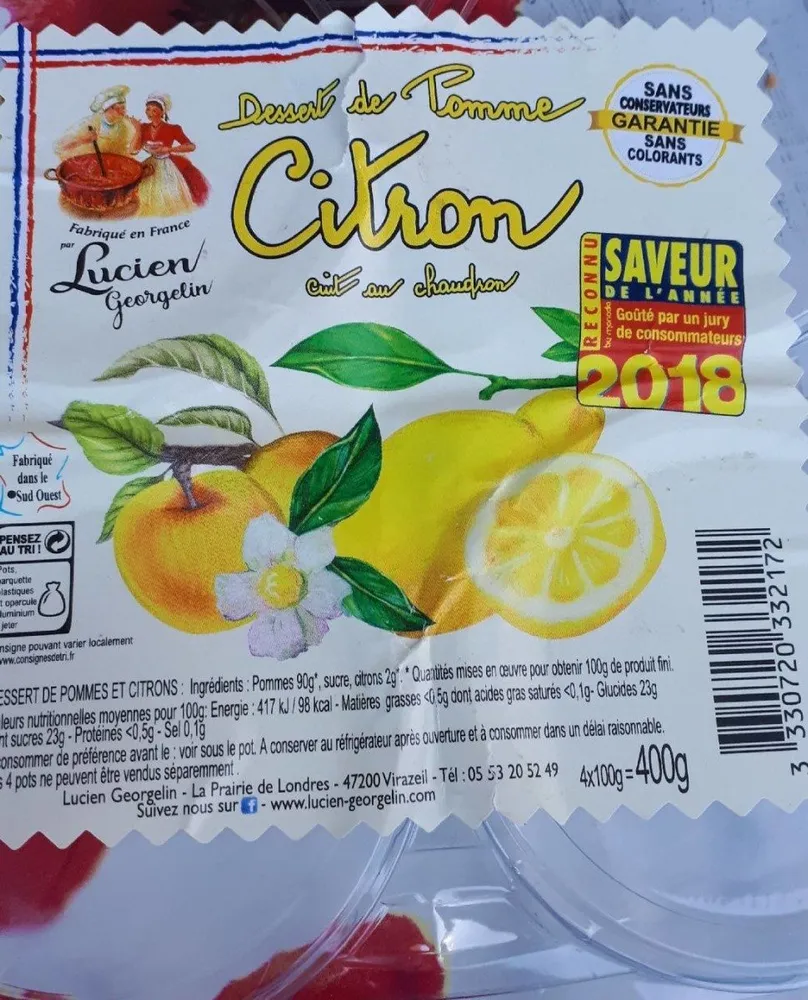 Dessert de pomme citron cuit au chaudron