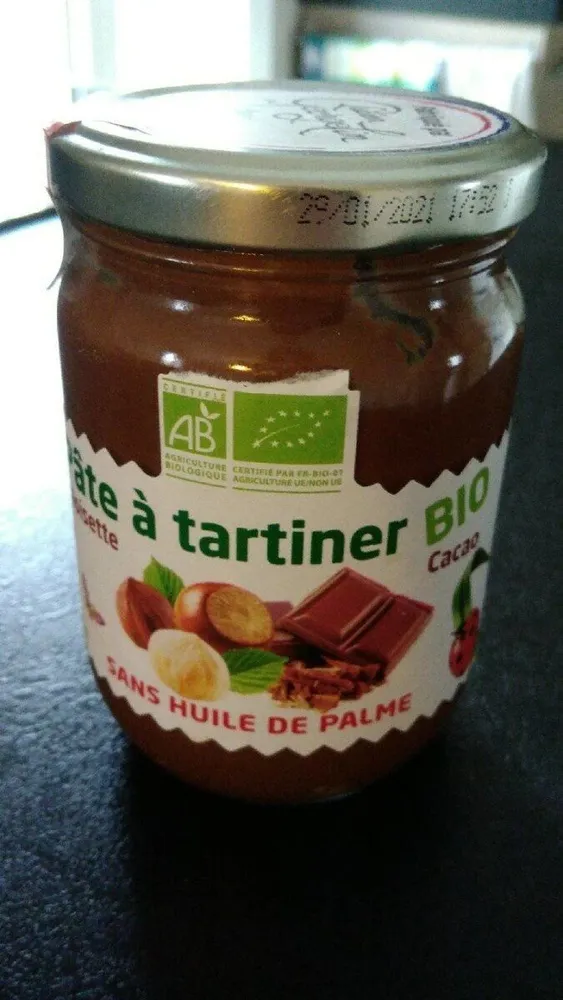 Pâte à tartiner BIO cacao noisette sans huile de palme
