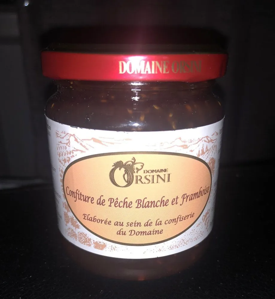 Confiture de pêche blanche et framboise