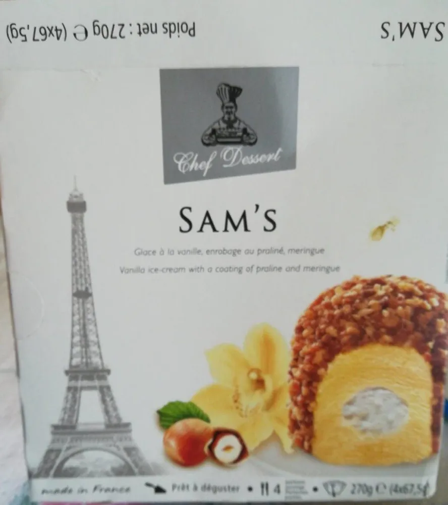 Sam's glace vanille meringue praliné