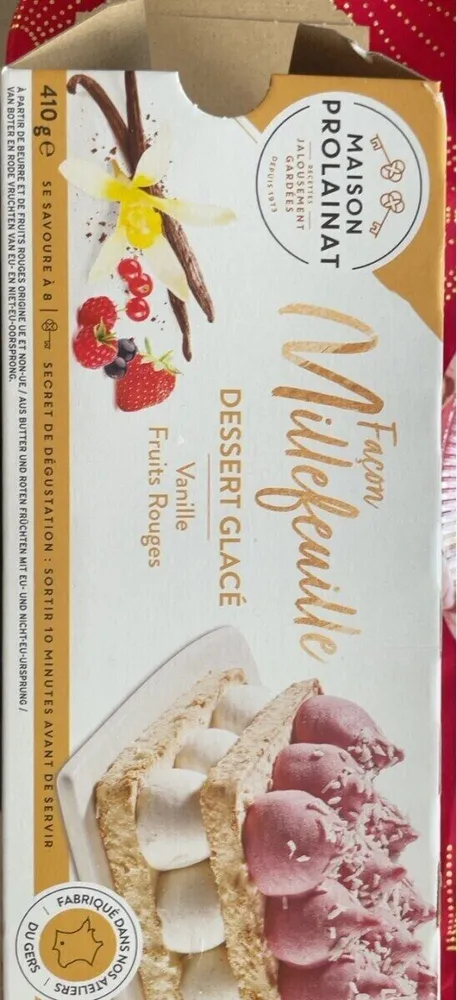 Dessert glacé vanille fruits routes facon millefeuille