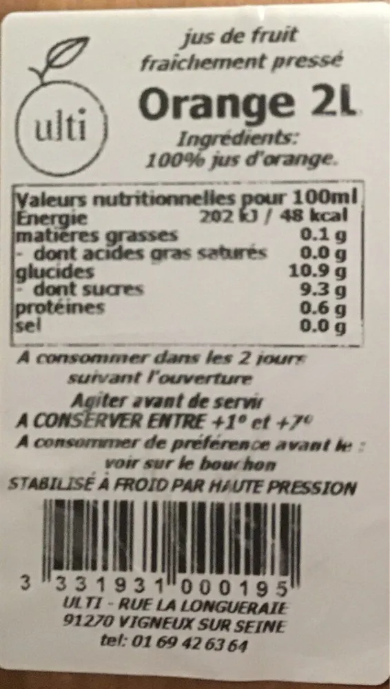Jus de fruit fraichement pressé