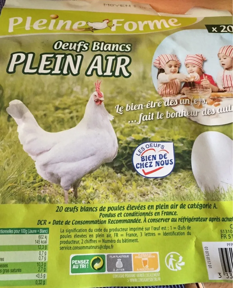 Oeufs blancs plein air