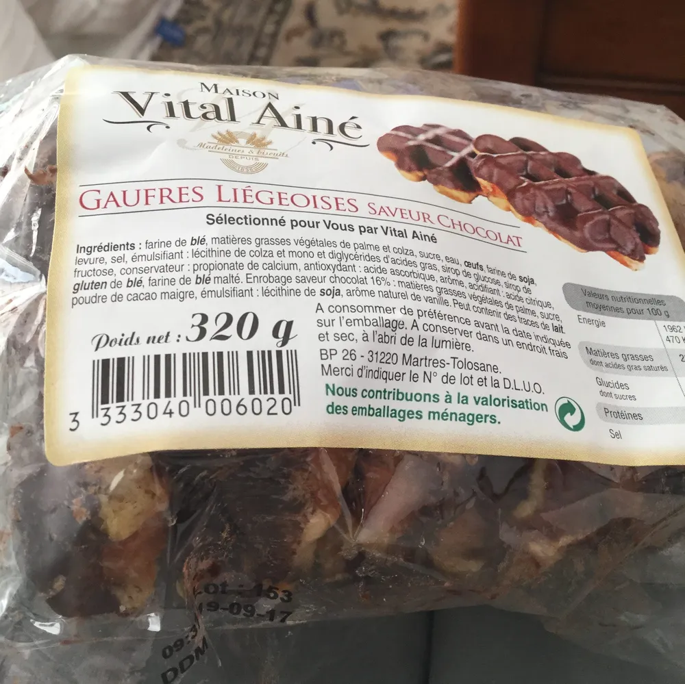 Gaufres liégeoises saveur chocolat