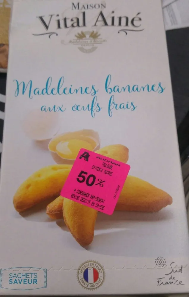 Madeleines bananes aux oeufs frais