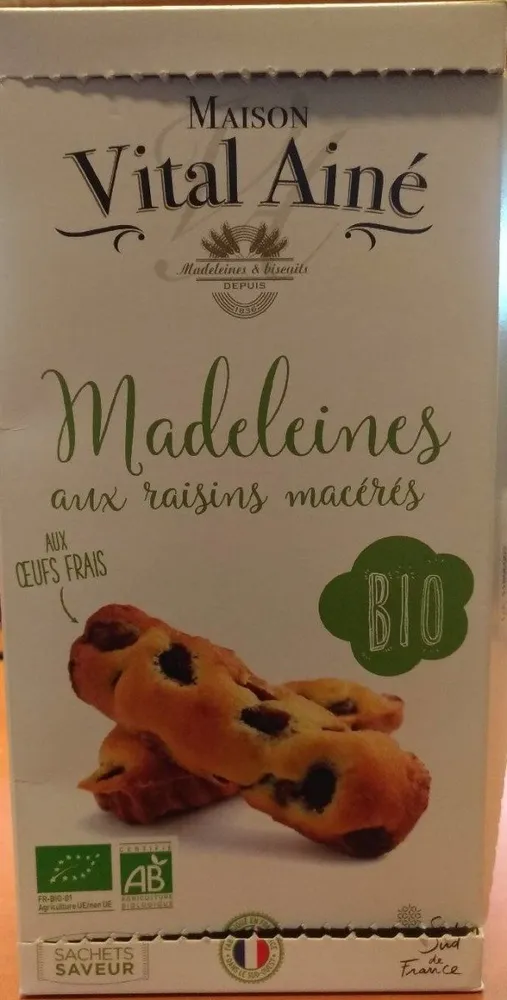 Madeleines aux raisins macéré bio
