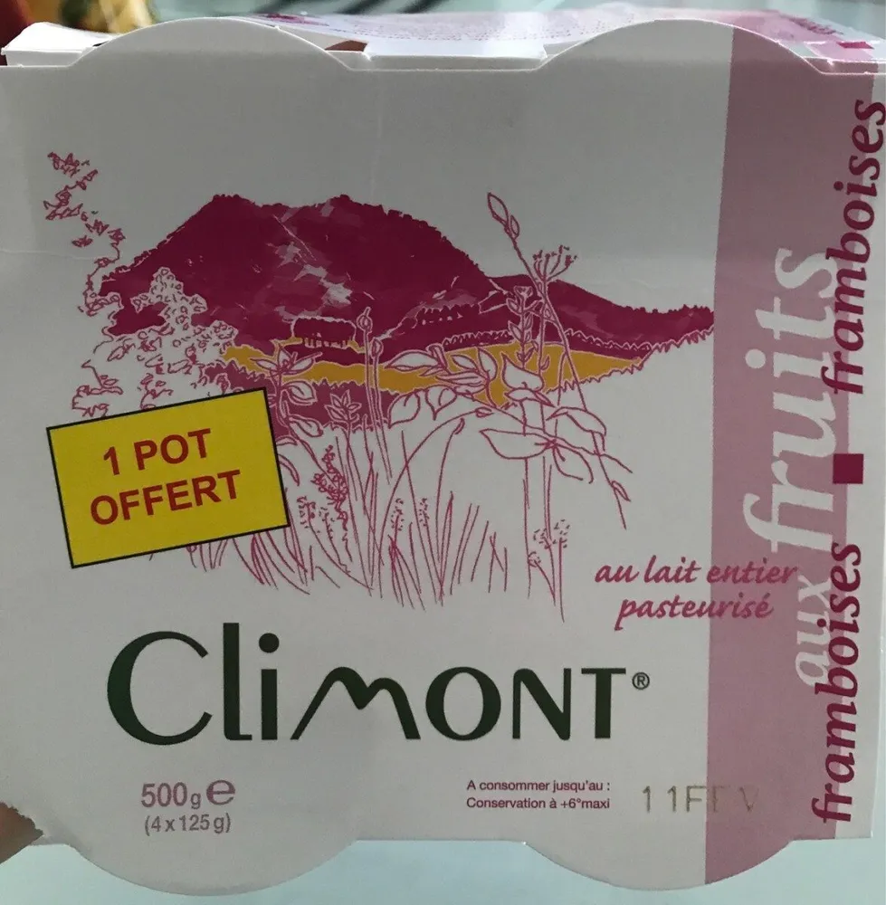 Yaourt au lait entier pasteurisé aux framboises