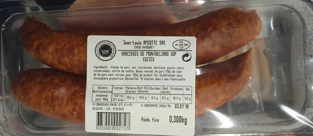 Saucisses de Montbéliard IGP