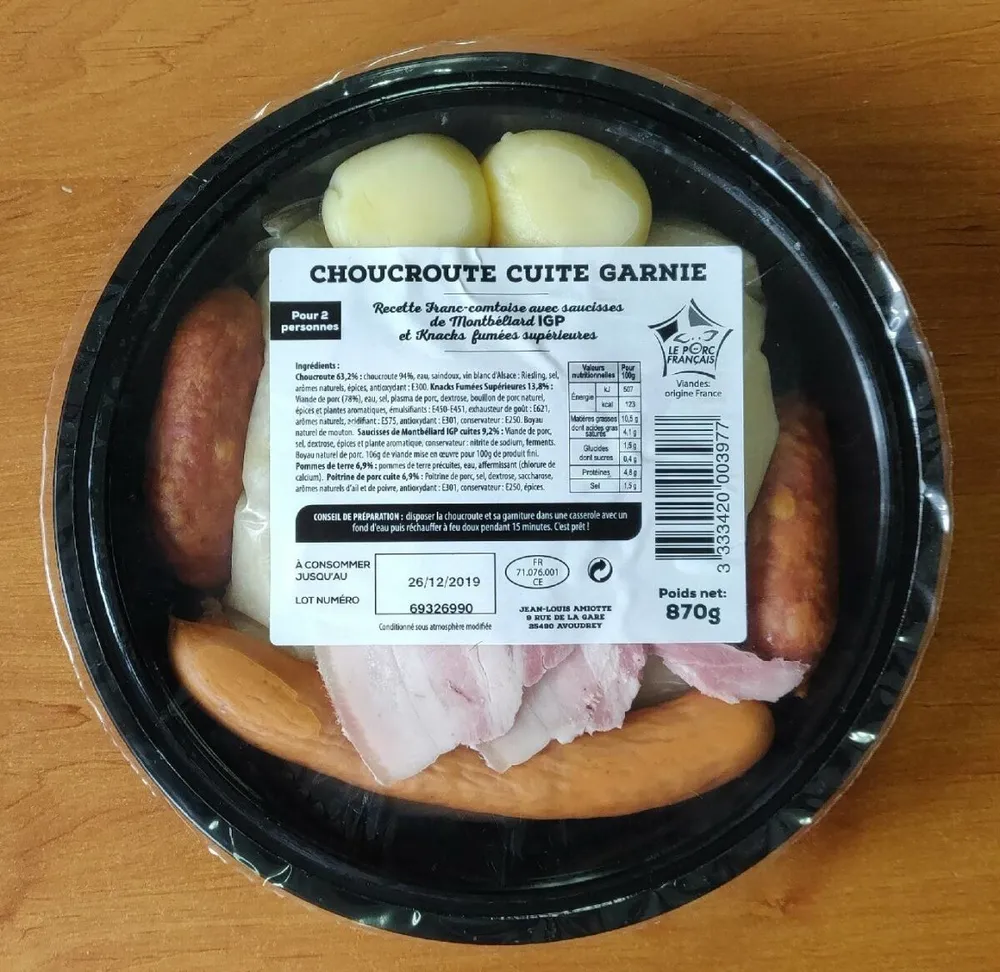 Choucroute cuite garnie