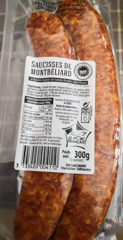 Saucisse de Montbéliard-Label Rouge