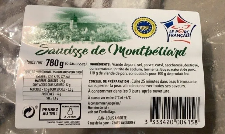 Saucise de montbeliard