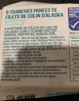 8 tranches panées mréfrites de filets de colin d'alaska