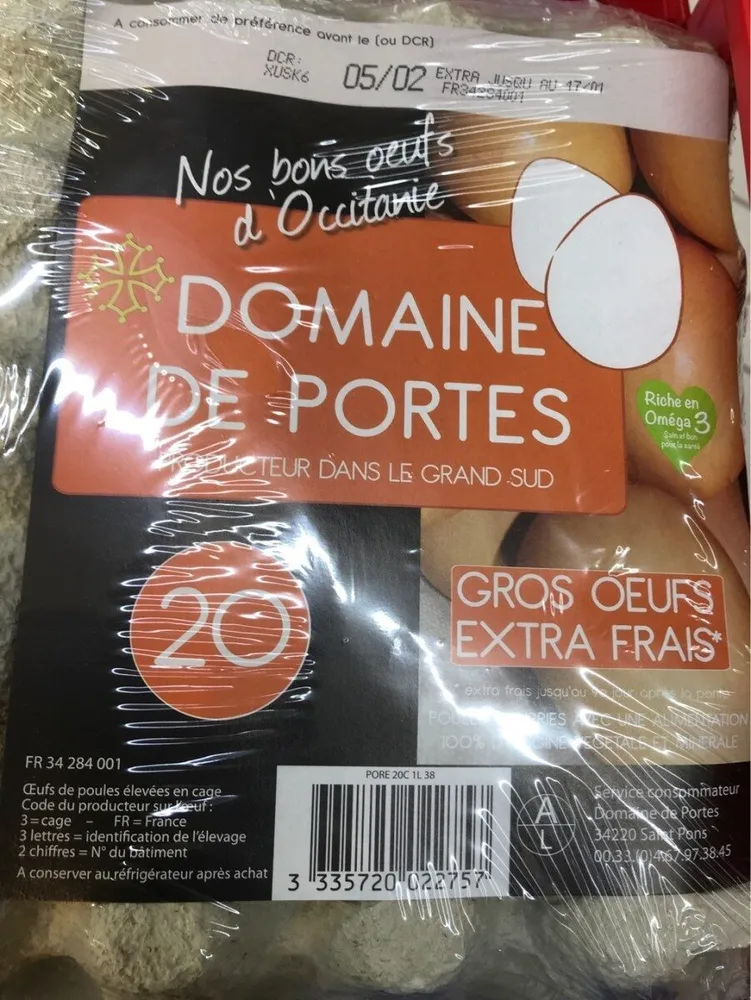 Oeufs Extra Frais Domaine De Portes X20 Gros