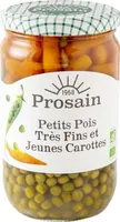 Petits pois très fins préparés et jeunes carottes