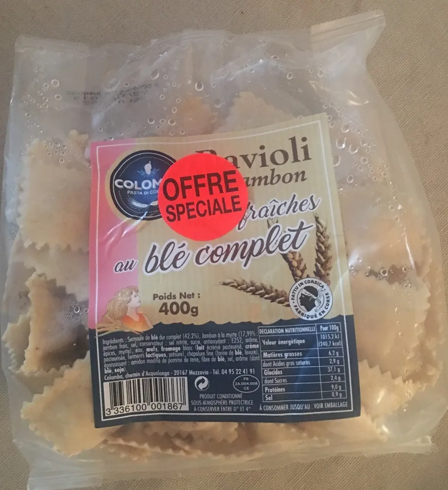 Ravioli jambon au ble complet