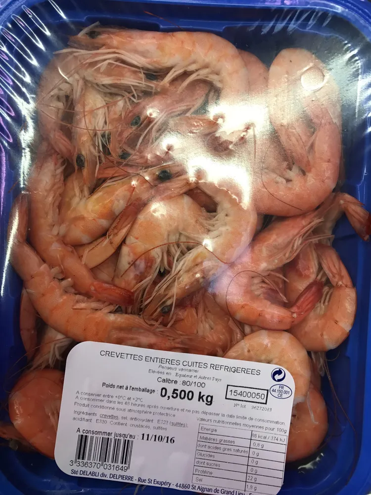 Crevettes entières cuites réfrigérées