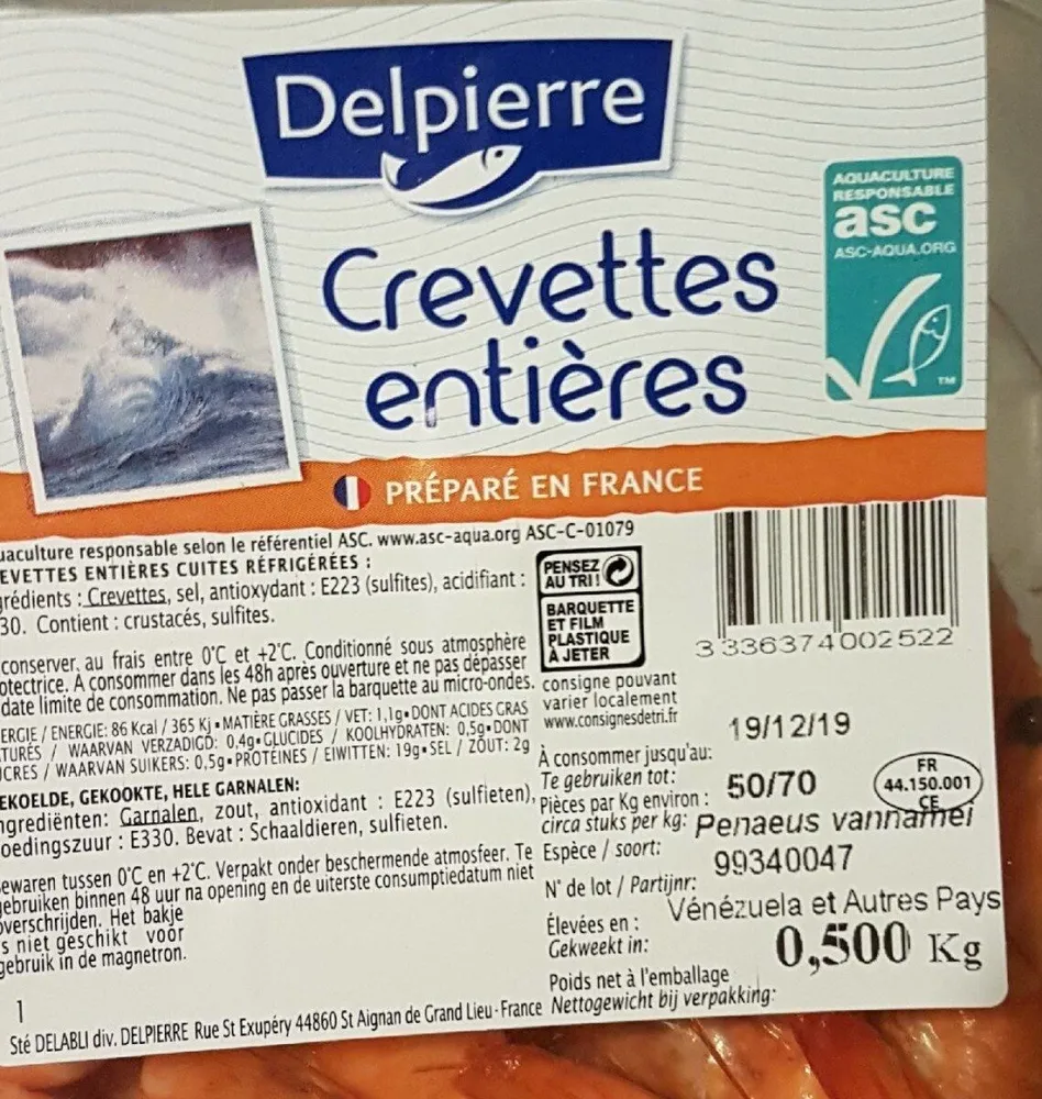 Crevettes entières
