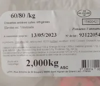 Crevettes entière 60/80