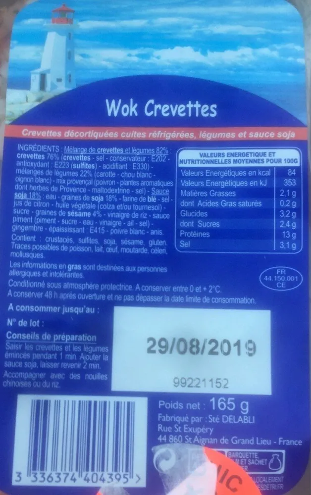 Crevettes decortiquées, legumes et et sauce soja